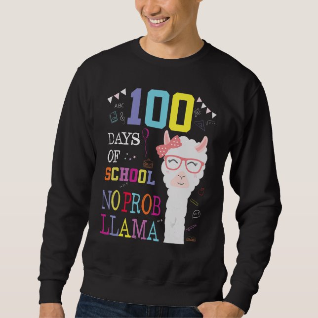 100 Days Of School Shirt No Probllama Llama 100Th  (Vorderseite)