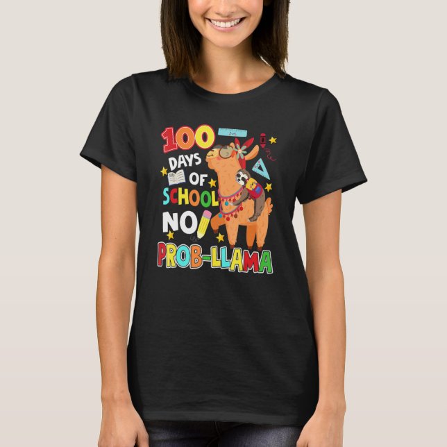 100 Days of School Shirt No Probllama Llama 100th  (Vorderseite)