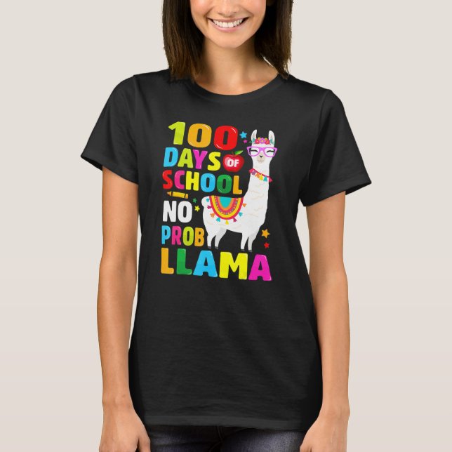 100 Days Of School Shirt No Probllama Llama 100th  (Vorderseite)