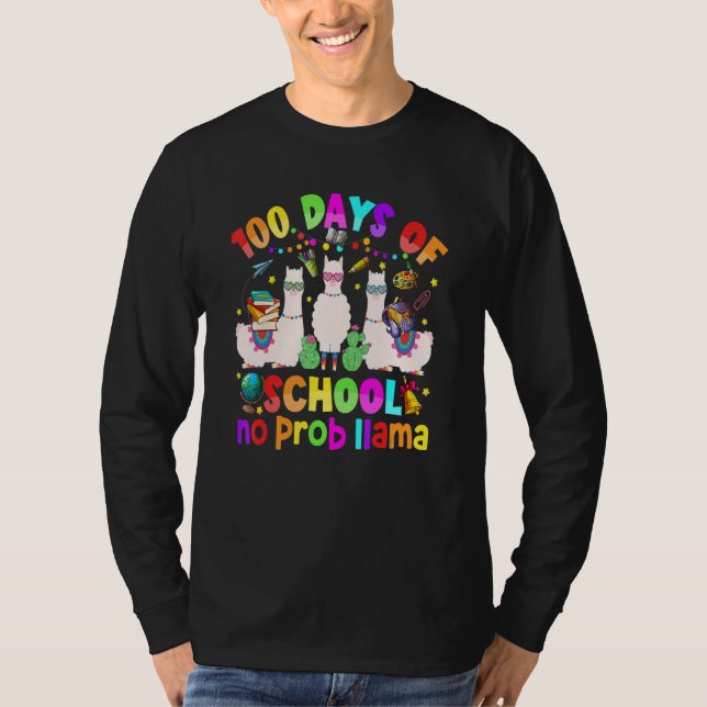 100 Days of School Shirt No Probllama Llama for Te (Vorderseite)