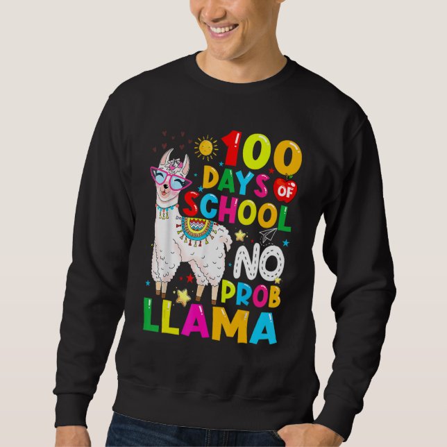 100 Days Of School Shirt No Probllama Llama Funny  (Vorderseite)