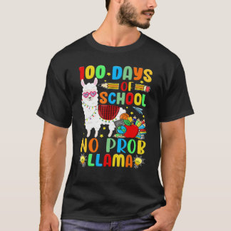 100 Days of School Shirt No Probllama Llama Plaid 