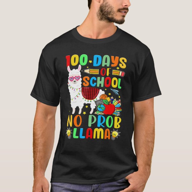 100 Days of School Shirt No Probllama Llama Plaid  (Vorderseite)