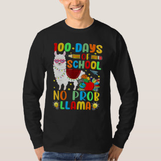 100 Days of School Shirt No Probllama Llama Plaid 