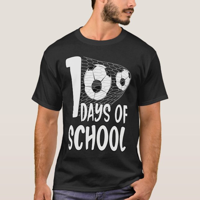 100 Days Of School soccer 100th Day Football For B T-Shirt (Vorderseite)