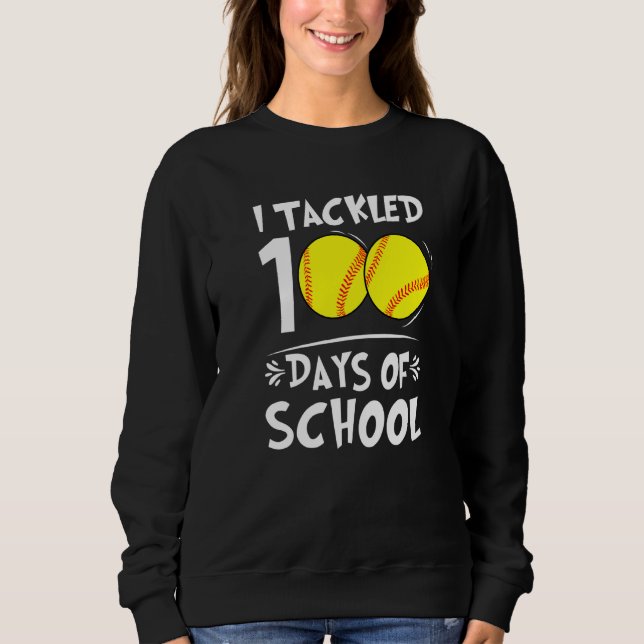 100 Days of School Softball Teacher Kids 100th Day Sweatshirt (Vorderseite)