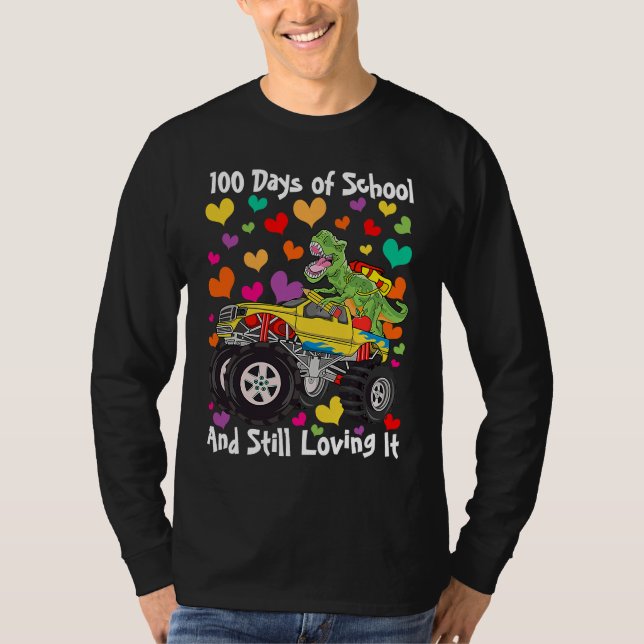 100 Days of School & Still Loving It Dinosaur Mons T-Shirt (Vorderseite)