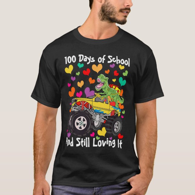 100 Days of School & Still Loving It Dinosaur Mons T-Shirt (Vorderseite)