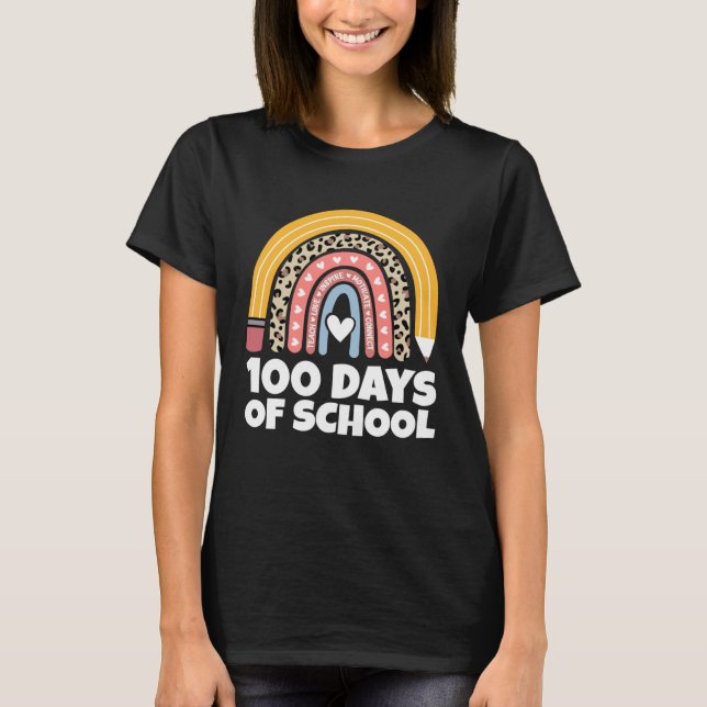100 Days Of School Teach Motivate Inspire Girls Bo T-Shirt (Vorderseite)