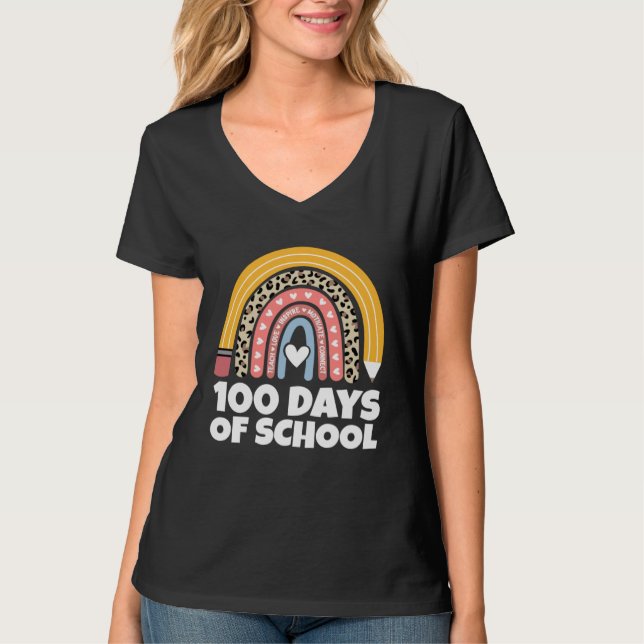 100 Days Of School Teach Motivate Inspire Girls Bo T-Shirt (Vorderseite)