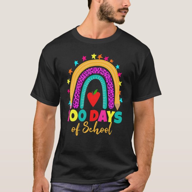 100 Days Of School Teacher 100 Days Smarter Rainbo T-Shirt (Vorderseite)
