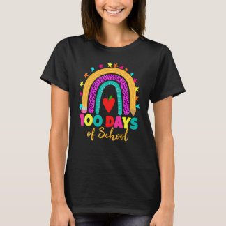100 Days Of School Teacher 100 Days Smarter Rainbo T-Shirt