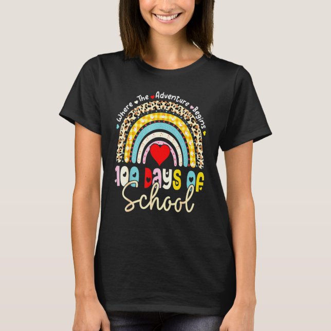 100 Days Of School Teacher 100 Days Smarter Rainbo T-Shirt (Vorderseite)