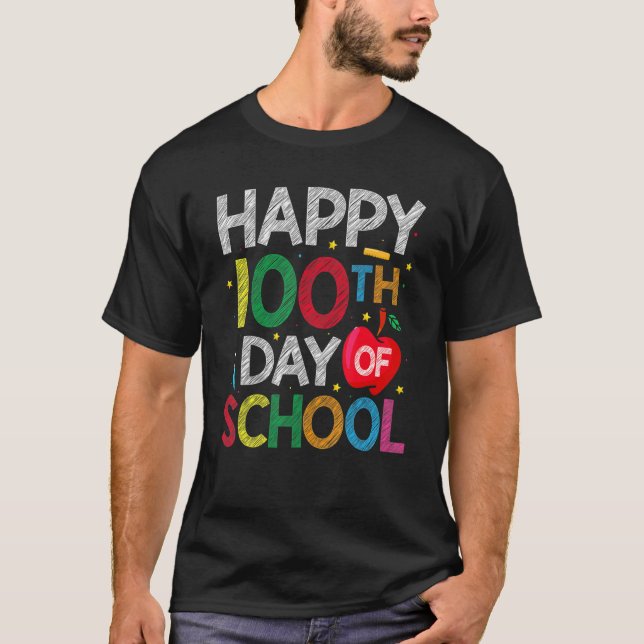 100 Days Of School Teacher and Kids Happy 100th Da T-Shirt (Vorderseite)