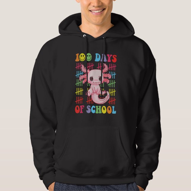 100 Days of School Teacher Happy 100 Days Axolotl  Hoodie (Vorderseite)