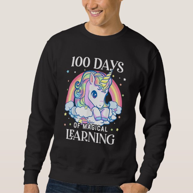 100 Days Of School Unicorn Girls Teacher 100th Day Sweatshirt (Vorderseite)