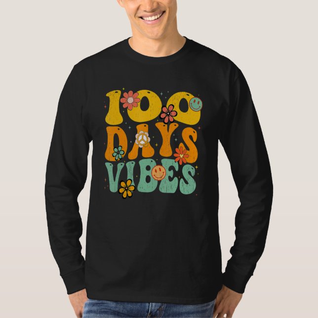 100 Days Of School Vibes 100th Day Of School Retro T-Shirt (Vorderseite)