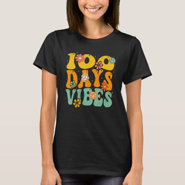 100 Days Of School Vibes 100th Day Of School Retro T-Shirt (Vorderseite)