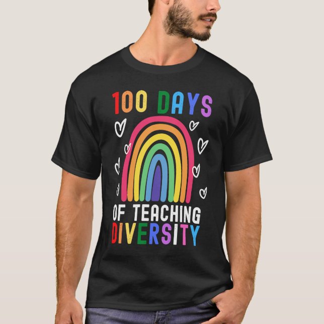100 Days Of Teaching Diversity  Rainbow Teacher Ga T-Shirt (Vorderseite)
