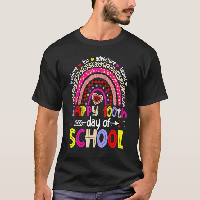 100 Days School Happy 100th Day Of School Rainbow  T-Shirt (Vorderseite)