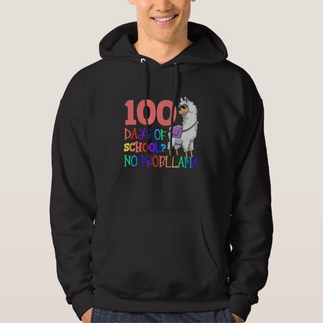 100 Days School No Sample Llama Teacher Or Student Hoodie (Vorderseite)