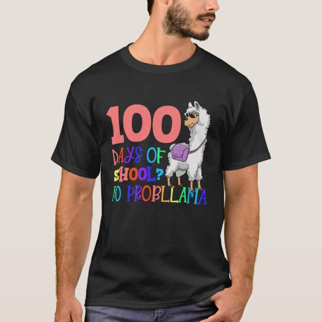 100 Days School No Sample Llama Teacher Or Student T-Shirt (Vorderseite)