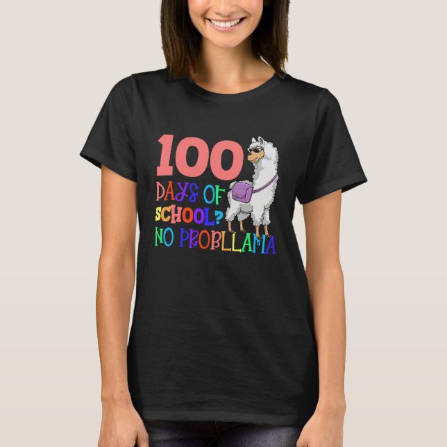 100 Days School No Sample Llama Teacher Or Student T-Shirt (Vorderseite)