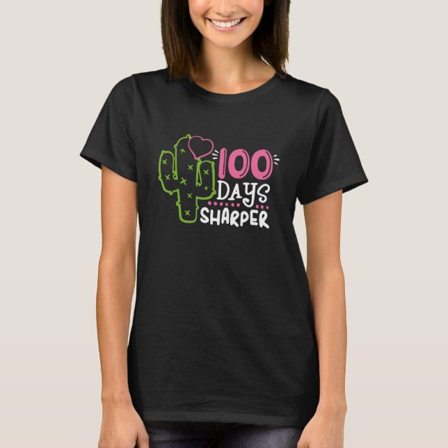 100 Days Sharper Happy 100th Day Of School Cactus  T-Shirt (Vorderseite)