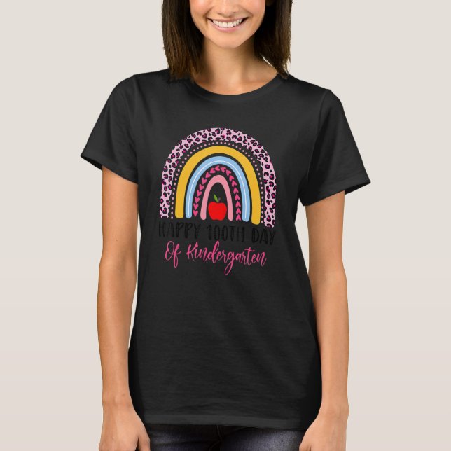 100 Days Smarter 100th Day Of Kindergarten Rainbow T-Shirt (Vorderseite)