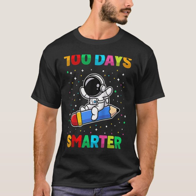 100 Days Smarter 100th Day of School Astronaut Spa T-Shirt (Vorderseite)