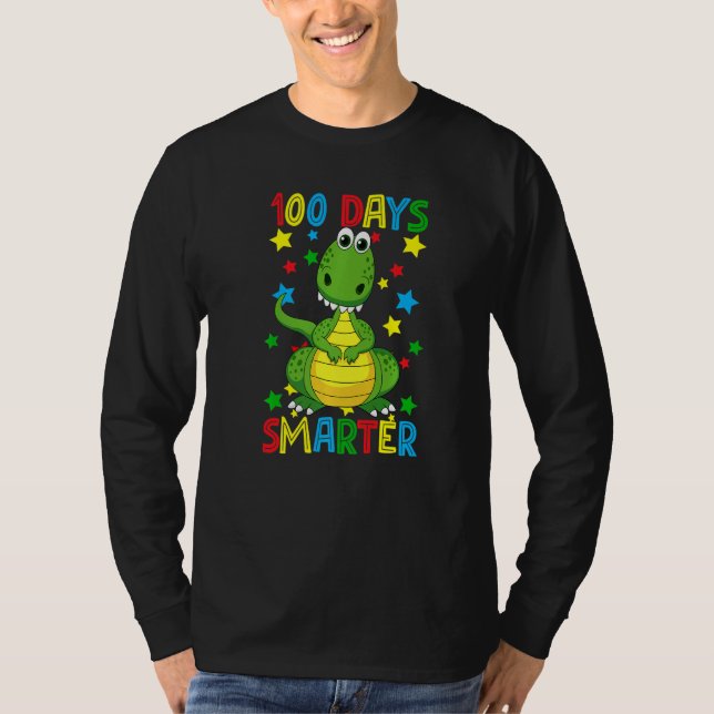 100 Days Smarter 100th Day Of School Cute Dinosaur T-Shirt (Vorderseite)