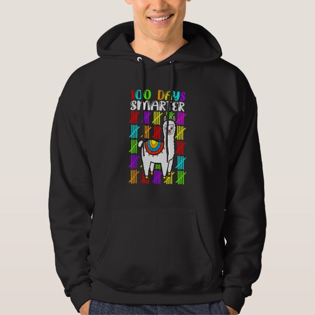 100 Days Smarter 100th Day Of School Cute Llama Ki Hoodie (Vorderseite)