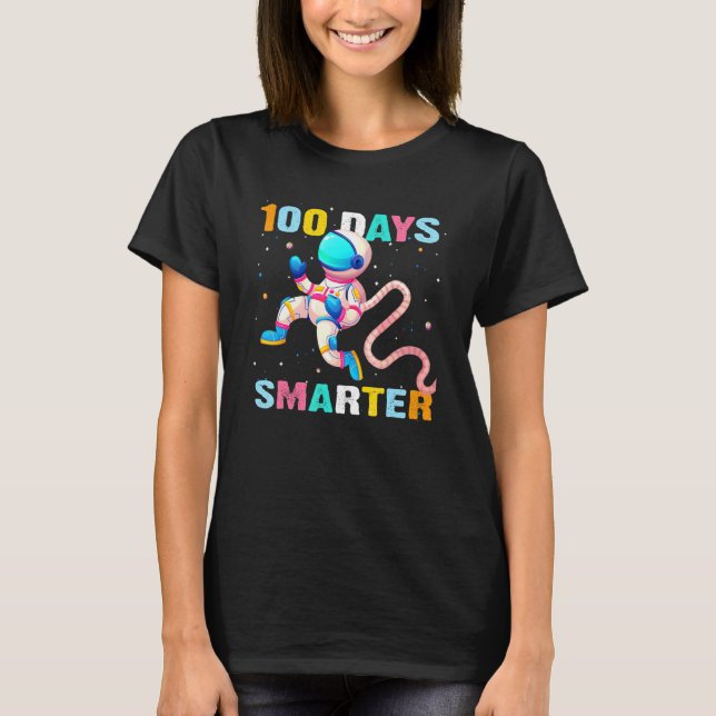 100 Days Smarter 100th Day of School outer Space k T-Shirt (Vorderseite)