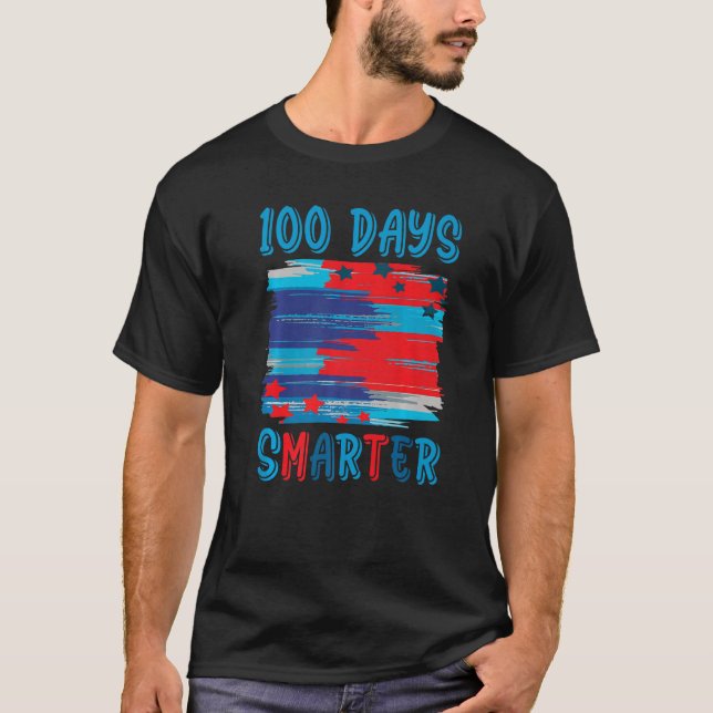 100 Days Smarter American US Flag Happy 100th Day  T-Shirt (Vorderseite)