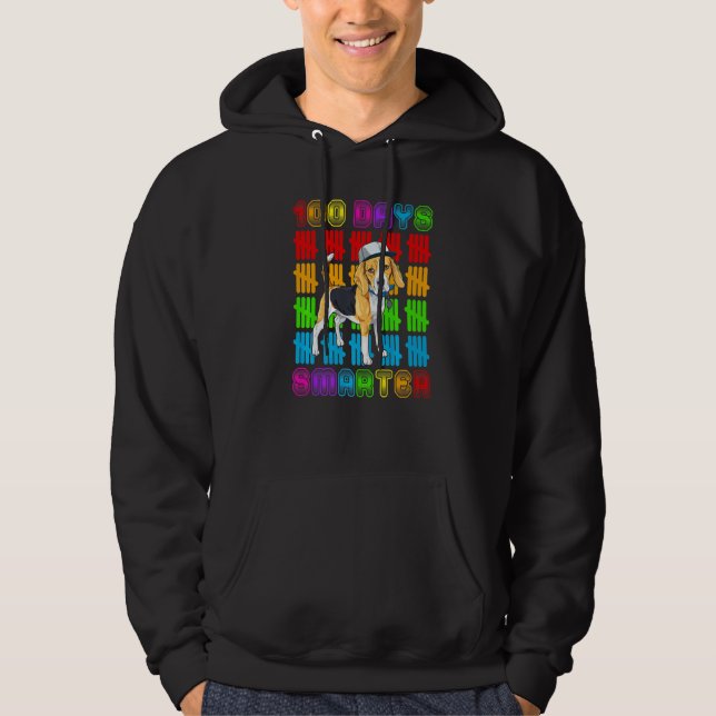100 Days Smarter Beagle Dog Lovers 100 Days Of Sch Hoodie (Vorderseite)
