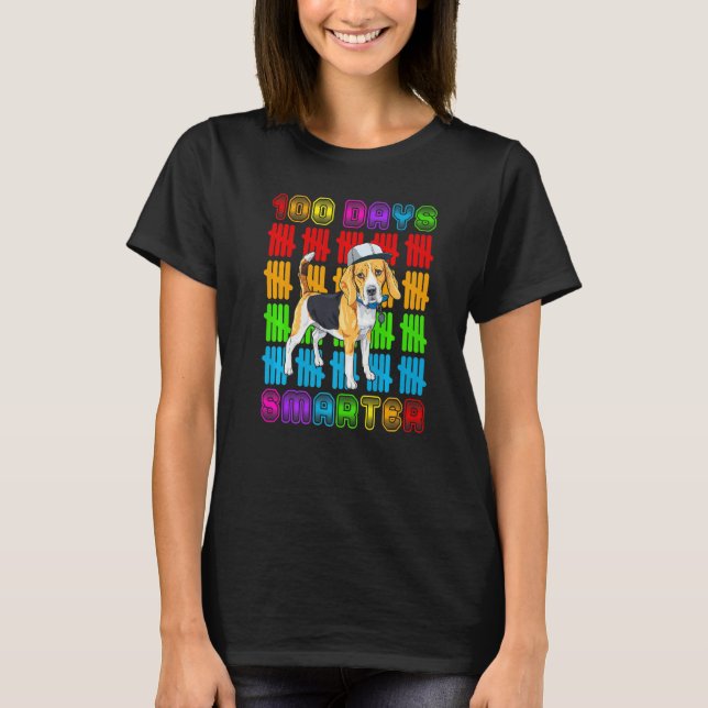 100 Days Smarter Beagle Dog Lovers 100 Days Of Sch T-Shirt (Vorderseite)