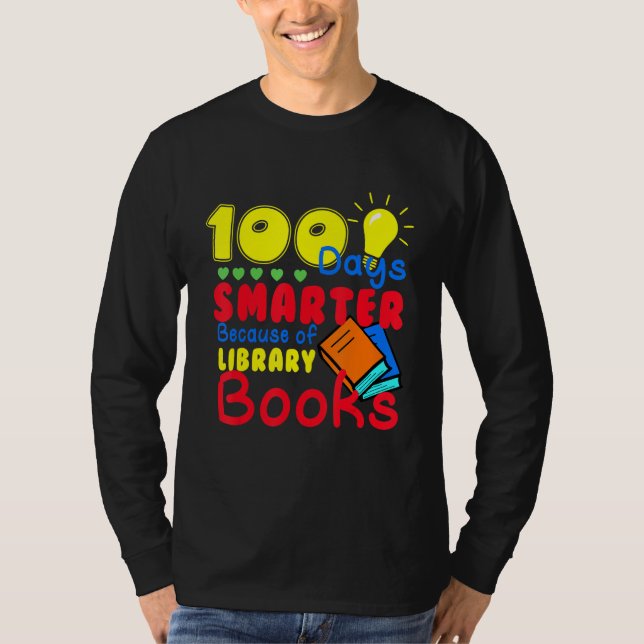 100 Days Smarter Because of Library Books Kids Tea T-Shirt (Vorderseite)
