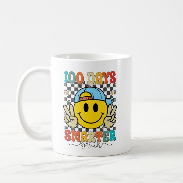 100 Days Smarter Bruh Funny 100 Days Of School Kaffeetasse (Links)