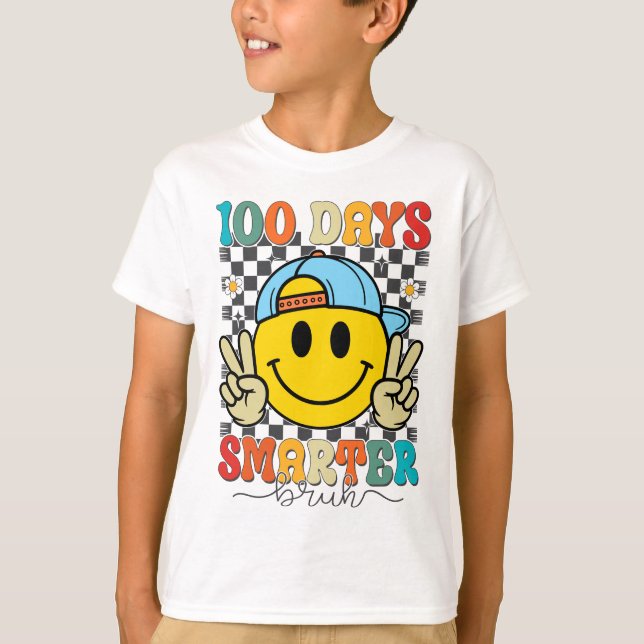 100 Days Smarter Bruh Funny 100 Days Of School T-Shirt (Vorderseite)