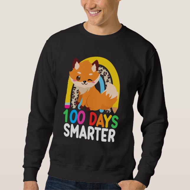 100 Days Smarter Cute Animal Fox 100 Days Of Schoo Sweatshirt (Vorderseite)