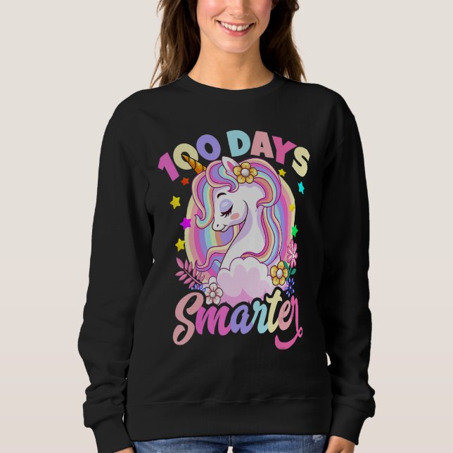 100 Days Smarter Cute Unicorn Teacher Girls 100th  Sweatshirt (Vorderseite)