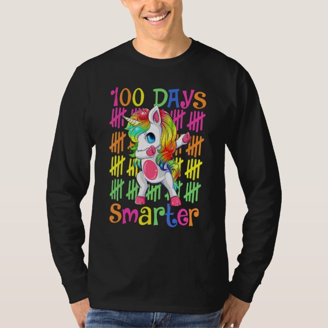 100 Days Smarter  Dabbing Unicorn 100th Day of Sch T-Shirt (Vorderseite)