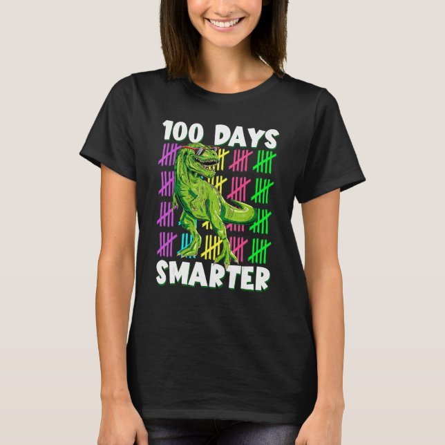 100 Days Smarter Dino Dinosaur rex 100 Days of Sch T-Shirt (Vorderseite)