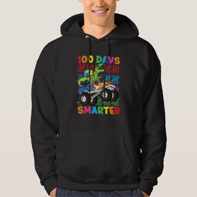 100 Days Smarter Dinosaur Monster Truck 100th Day  Hoodie (Vorderseite)