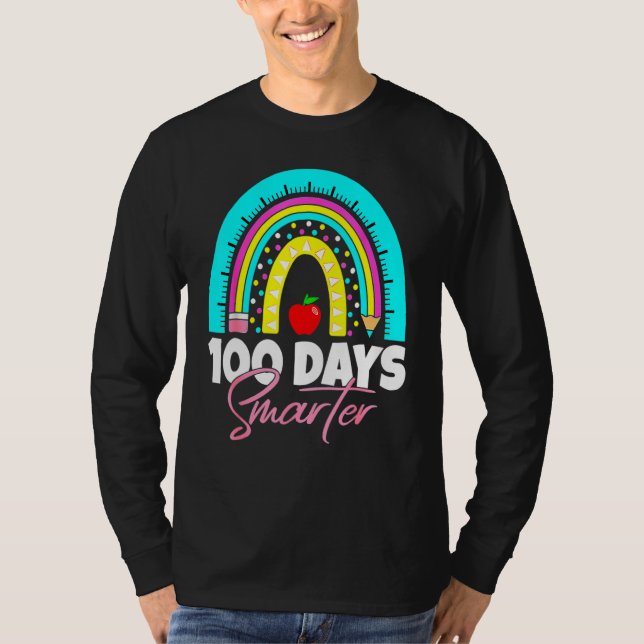 100 Days Smarter Funny 100th Day Of School Rainbow T-Shirt (Vorderseite)