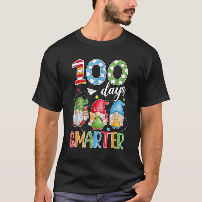 100 Days Smarter Gnome 100th Day Of School Men Kid T-Shirt (Vorderseite)
