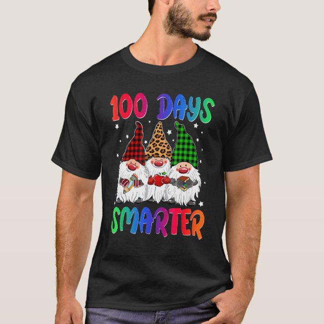 100 Days Smarter Gnome Teacher Kids 100th Day Of S T-Shirt (Vorderseite)