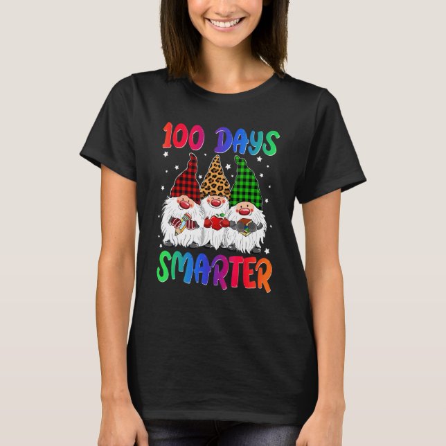 100 Days Smarter Gnome Teacher Kids 100th Day Of S T-Shirt (Vorderseite)