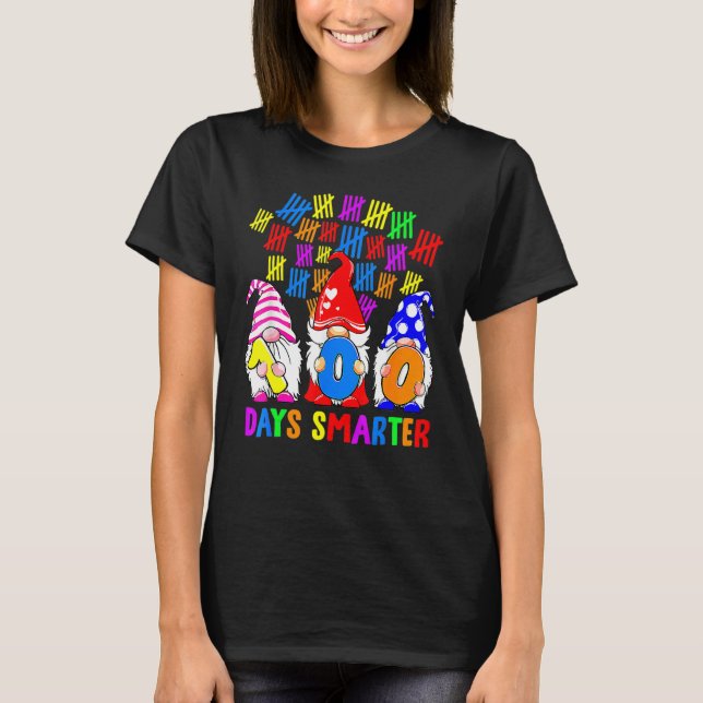 100 Days Smarter Gnomes Cute Happy 100th Day Of Sc T-Shirt (Vorderseite)