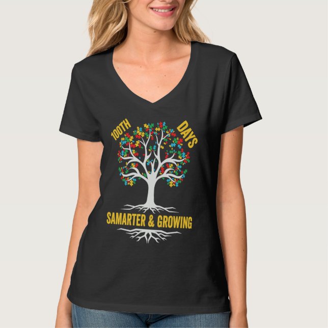 100 days smarter & growing puzzle tree 100th Day O T-Shirt (Vorderseite)